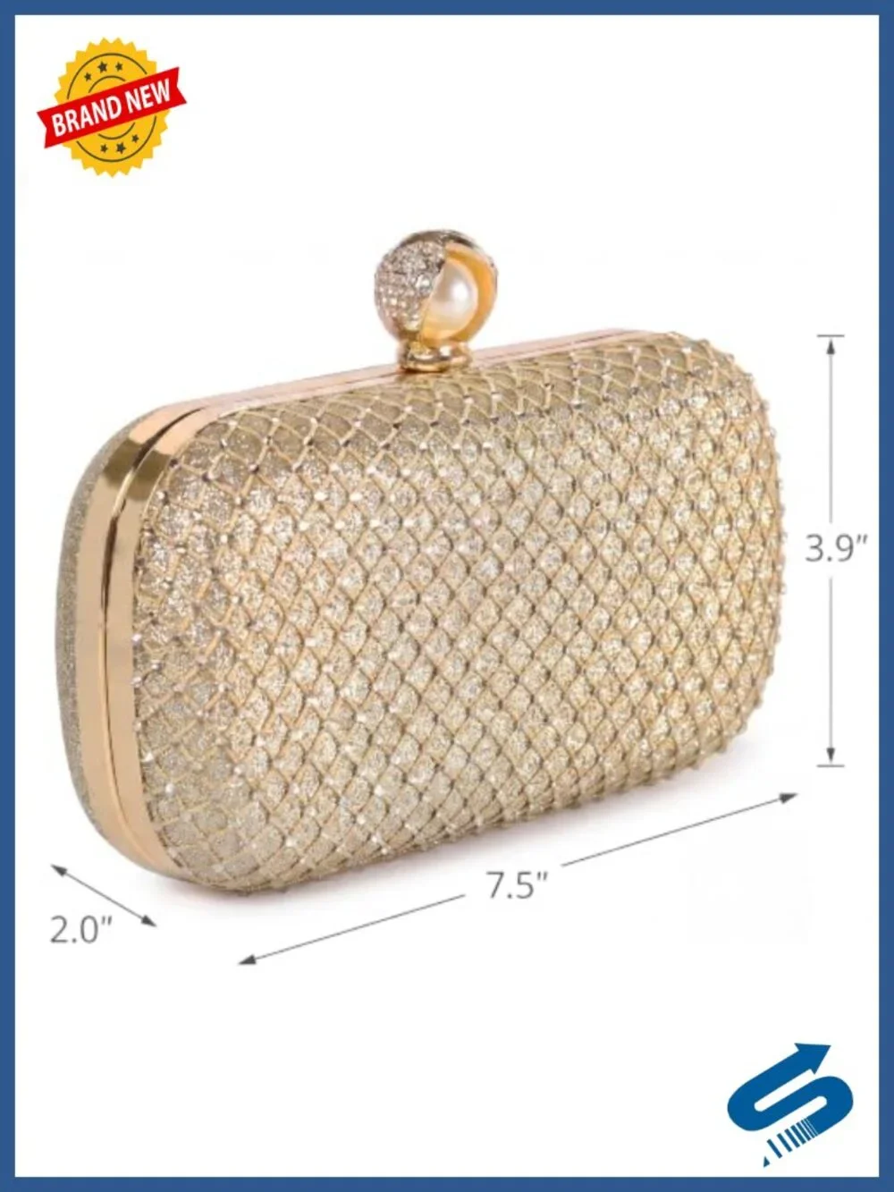 Glitter Rhinestone Clutch Purse with Detachable Chain Strap for Women Evening